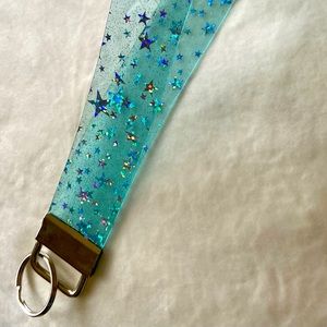 Ice blue star jelly wristlet key fob